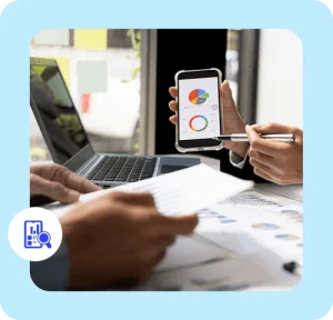 App marketing audit illustration with analytics dashboard