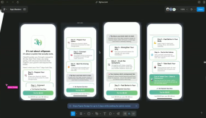 Four Clear30 mobile onboarding screens showing the first seven days of the 30-day reset program. Each screen lists daily steps from Day 0 'Prepare Your Space' to Day 7 'Take Back Your Time' with progress guidance.